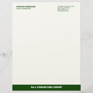 Green stripe ecru professional business company letterhead