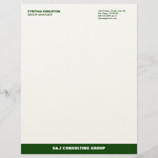 Green stripe ecru professional business company letterhead