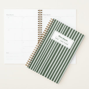 Green Stripe Elegant Personalized 2027 Monthly Planner