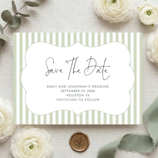 Green Stripe Frame Save the Date (Creator Uploaded)