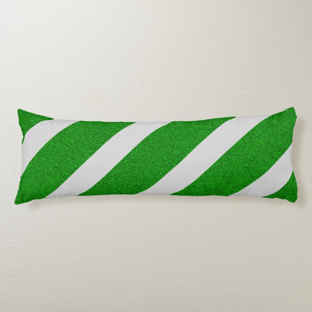 Green Stripe Glitter Body Pillow (Front)