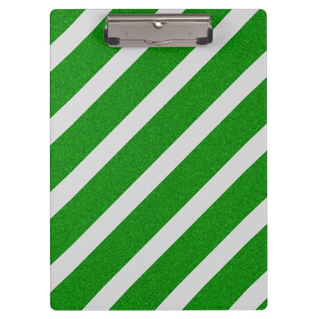 Green Stripe Glitter Clipboard (Front)