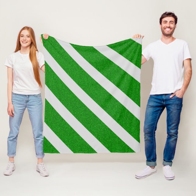 Green Stripe Glitter Fleece Blanket (In Situ)