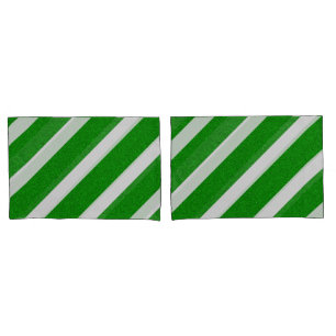Green Stripe Glitter Pillowcase