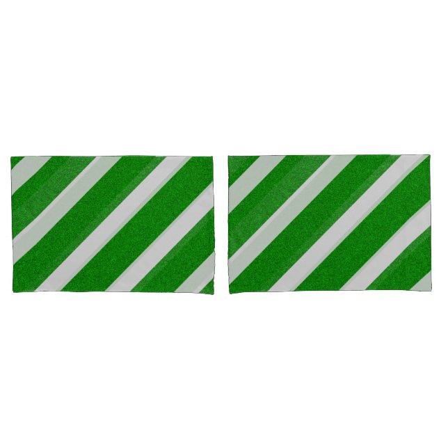 Green Stripe Glitter Pillowcase (Front-Set)