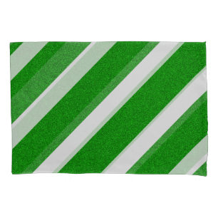 Green Stripe Glitter Pillowcase