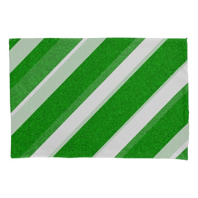Green Stripe Glitter Pillowcase (Front)
