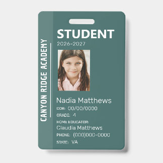 Green Stripe Homeschool Student ID Badge