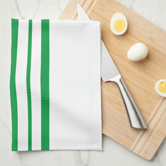 Green Stripe  Kitchen Towel (Quarter Fold)