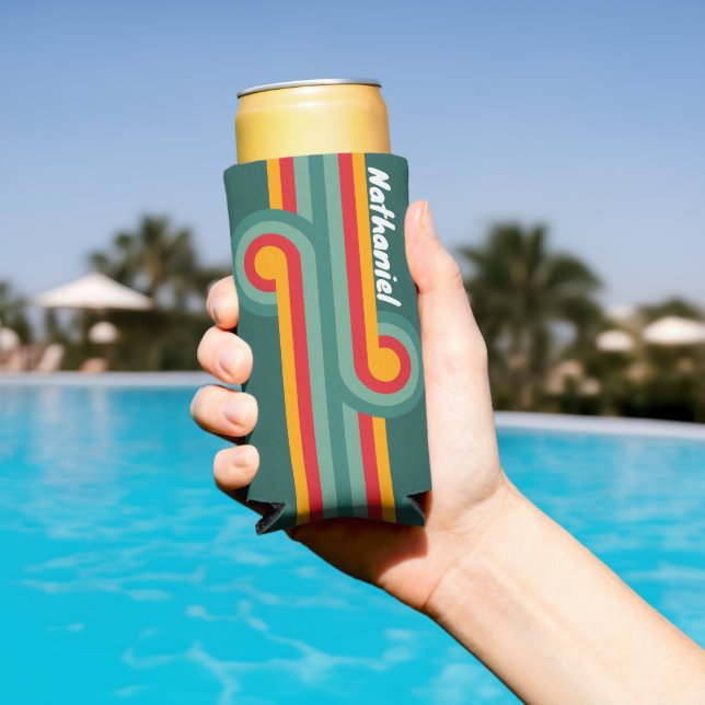 Green Stripe Loop with Name Seltzer Can Cooler (In Situ Pool)