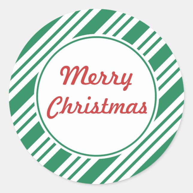 Green Stripe Merry Christmas Stickers (Front)