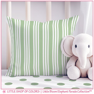 Green Stripe Nursery Throw Pillow