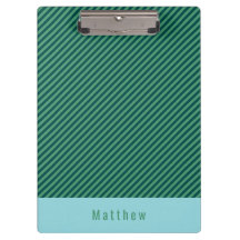Green Stripe Patterned Customizable Name Clipboard