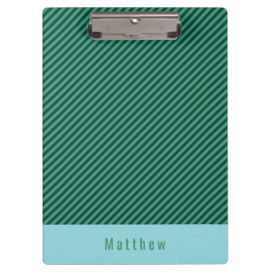 Green Stripe Patterned Customizable Name Clipboard