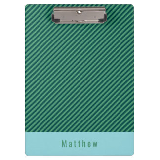 Green Stripe Patterned Customizable Name Clipboard