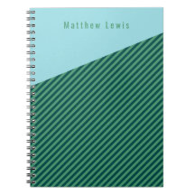 Green Stripe Patterned Customizable Name Notebook