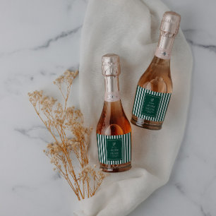 Green Stripe Tennis Bachelorette elegant modern Sparkling Wine Label