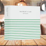 Green Stripe Trendy Modern Minimal Simple Binder<br><div class="desc">A minimalist stripe binder in green on a crisp white background. The text can easily be customized for a design as unique as you are!</div>