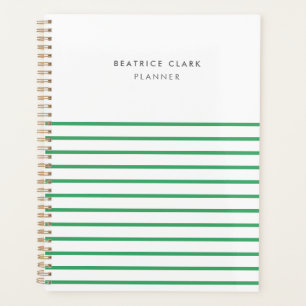 Green Stripe Trendy Modern Minimal Simple Planner