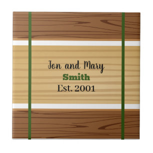 Green striped and wood-look  tile