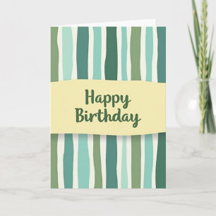 Green Striped Birthday Card