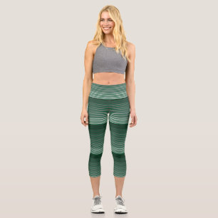 Green Striped Capri Leggings