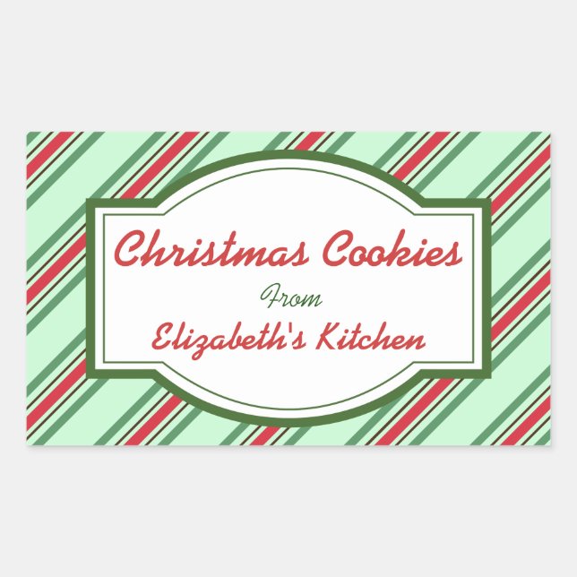 Green Striped Christmas Kitchen Stickers (Front)