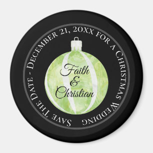 Green Striped Christmas Ornament/Save the Date Magnet