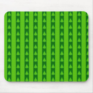 Green Striped Christmas Tree Pattern Mouse Pad