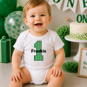 Green Striped First Birthday Toddler T-shirt
