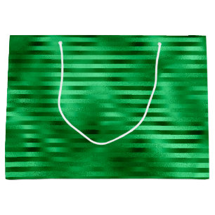Green Striped Foil Large Gift Bag
