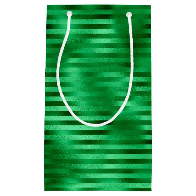 Green Striped Foil Small Gift Bag (Front)