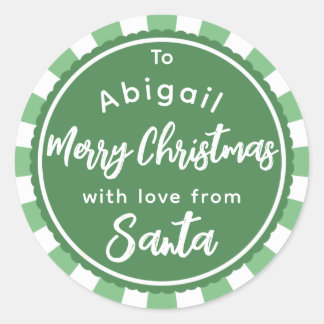 Green striped From Santa gift sticker