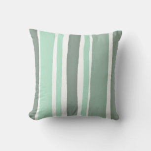 Green Striped Outdoor Pillow