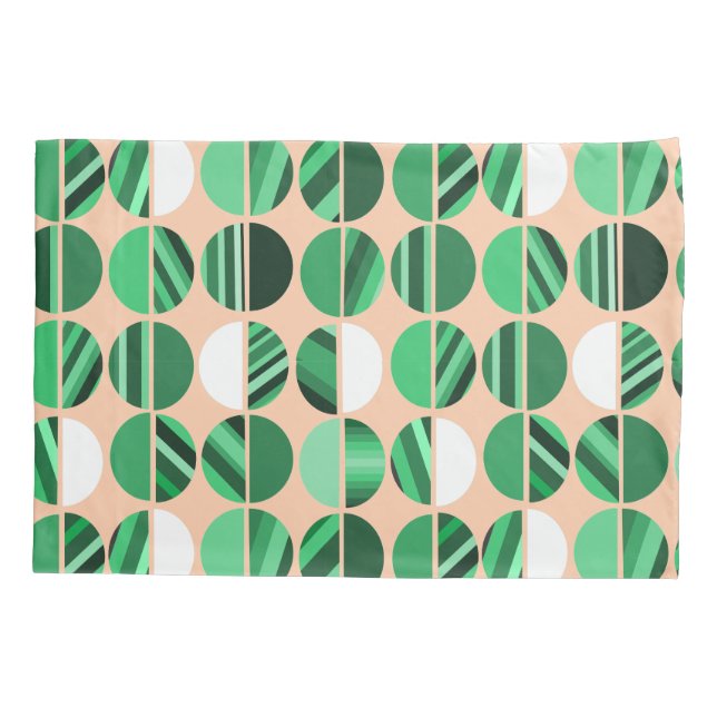 Green Striped Oval Halves  Pillowcase (Back)