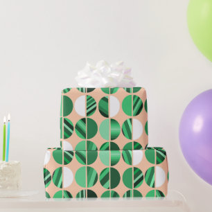 Green Striped Oval Halves  Wrapping Paper
