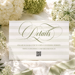 Green Striped Simple Wedding Enclosure Card