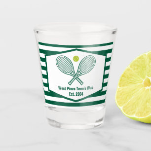 Green Striped Tennis Country Club Custom Shot Glass