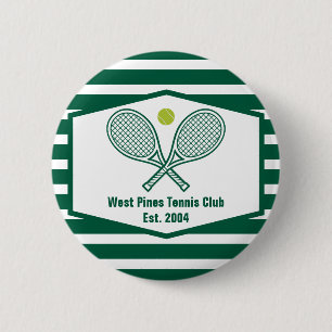 Green Striped Tennis Custom Country Club 2 Inch Round Button