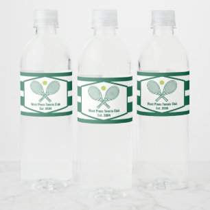 Green Striped Tennis Custom Country Club Water Bottle Label