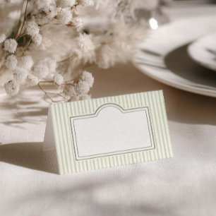 Green Striped Wedding Place Card
