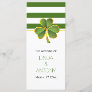 Green stripes and clover Irish wedding program