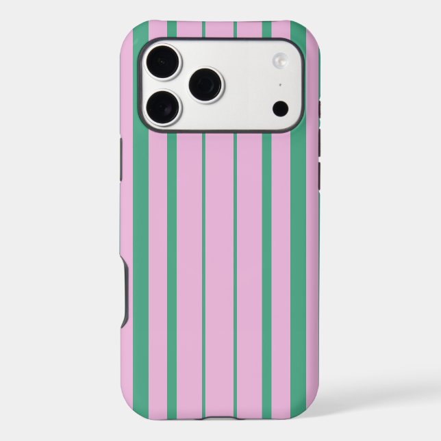 Green Stripes and Soft Pink iPhone 17 Pro Max Case (Verso)