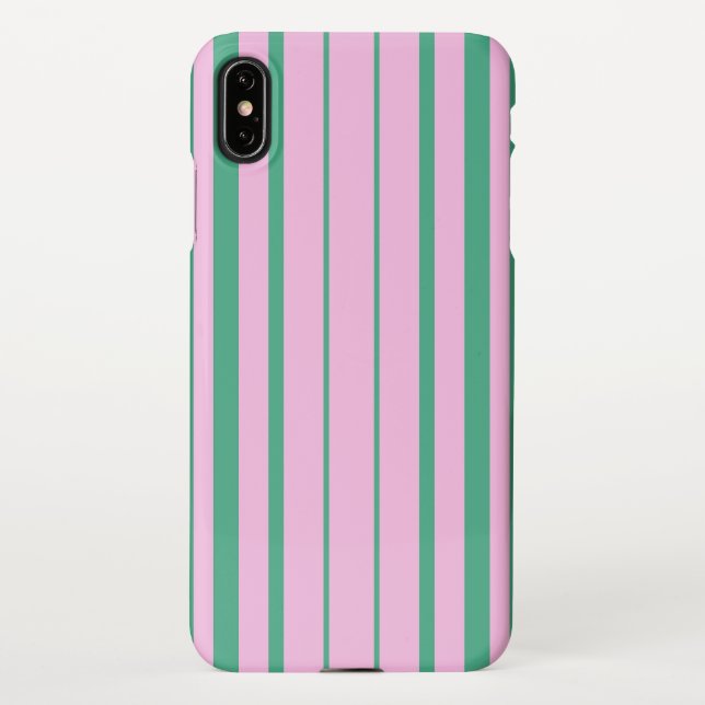 Green Stripes and Soft Pink iPhone XS Max Case (Back)