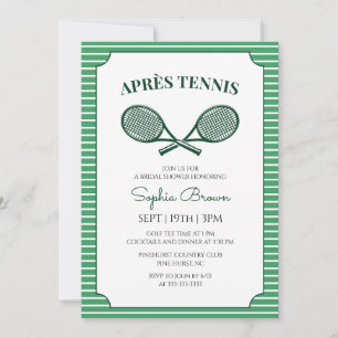 Green Stripes Après Tennis Bridal Shower Invitation