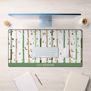 Green Stripes Boho Custom Desk Mat