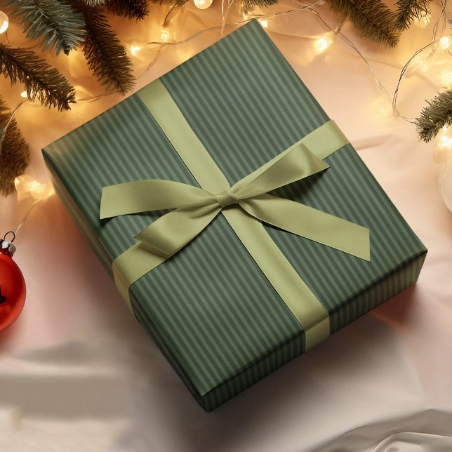 Green Stripes Christmas Colour Elegant Simple Styl Wrapping Paper (Creator Uploaded)
