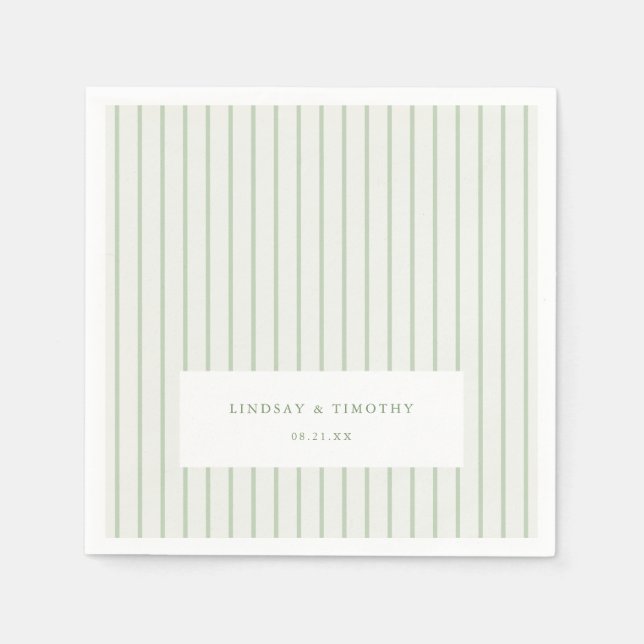 Green Stripes Classic Summer Wedding Napkin (Front)