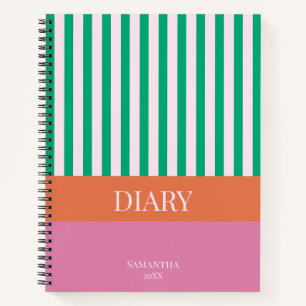Green Stripes Colourful Diary Journal Notebook