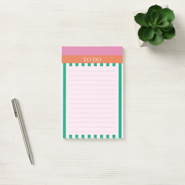 Green Stripes Colourful Diary Journal Notebook Post-it Notes (Office)